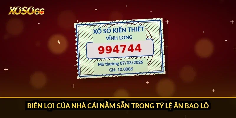 Bao lô ăn bao nhiêu? Tỷ lệ trả 2, 3, 4 số và cách nhân theo nháy 4 Biên lợi của nhà cái nằm sẵn trong tỷ lệ ăn bao lô